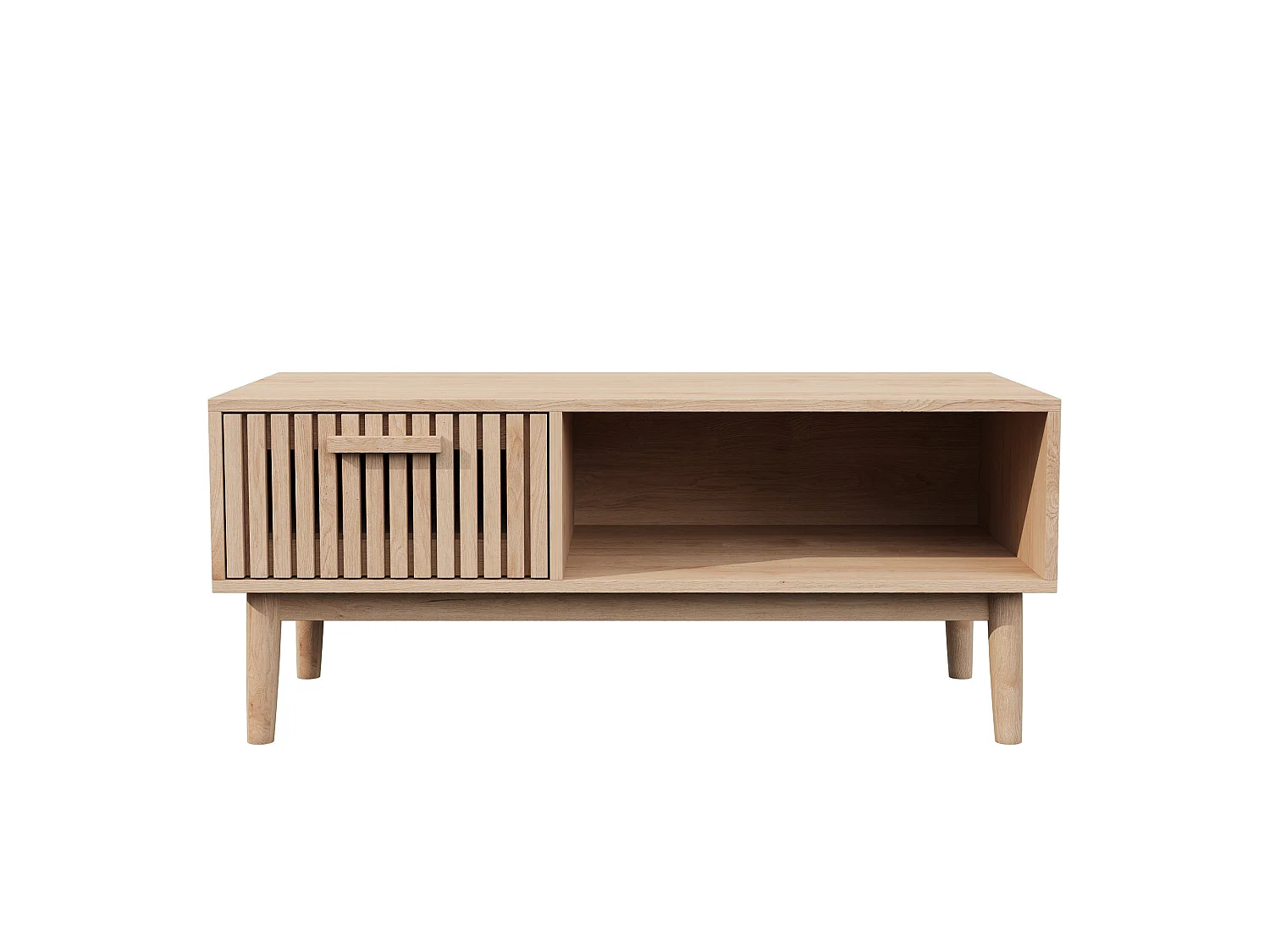 Table Basse Bois avec Tiroirs et Stockage Ouvert - KILISKY - Pieds Bois - Table de Canapé - Salons jardins chambres - 100x50x43cm
