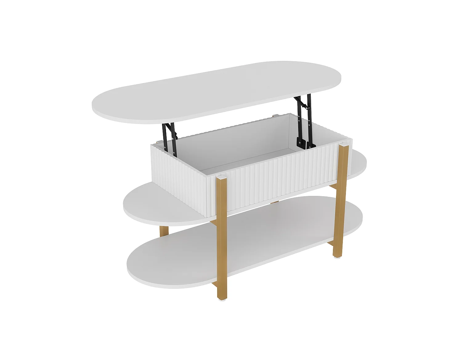 Table Basse Blanc avec Plateau Relevable,Grand Rangement,Table Basse Bois,Design Moderne,Idéale Salon/Chambre/Jardin,106x45x50cm