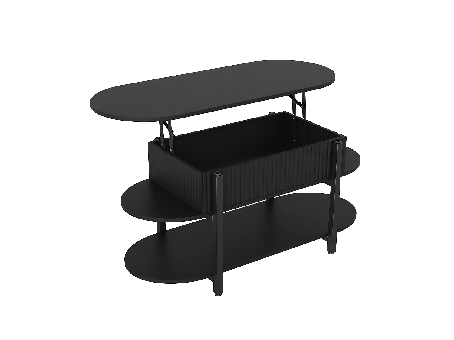 Table Basse Noir avec Plateau Relevable,Grand Rangement,Table Basse Bois,Design Moderne,Idéale Salon/Chambre/Jardin,106x45x50cm