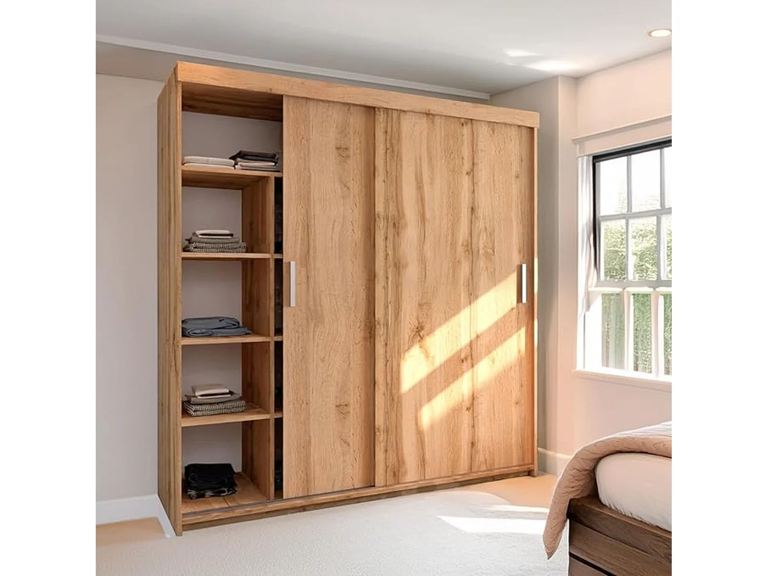 Sliding Door Wardrobe, oak, 203cm, Oakden