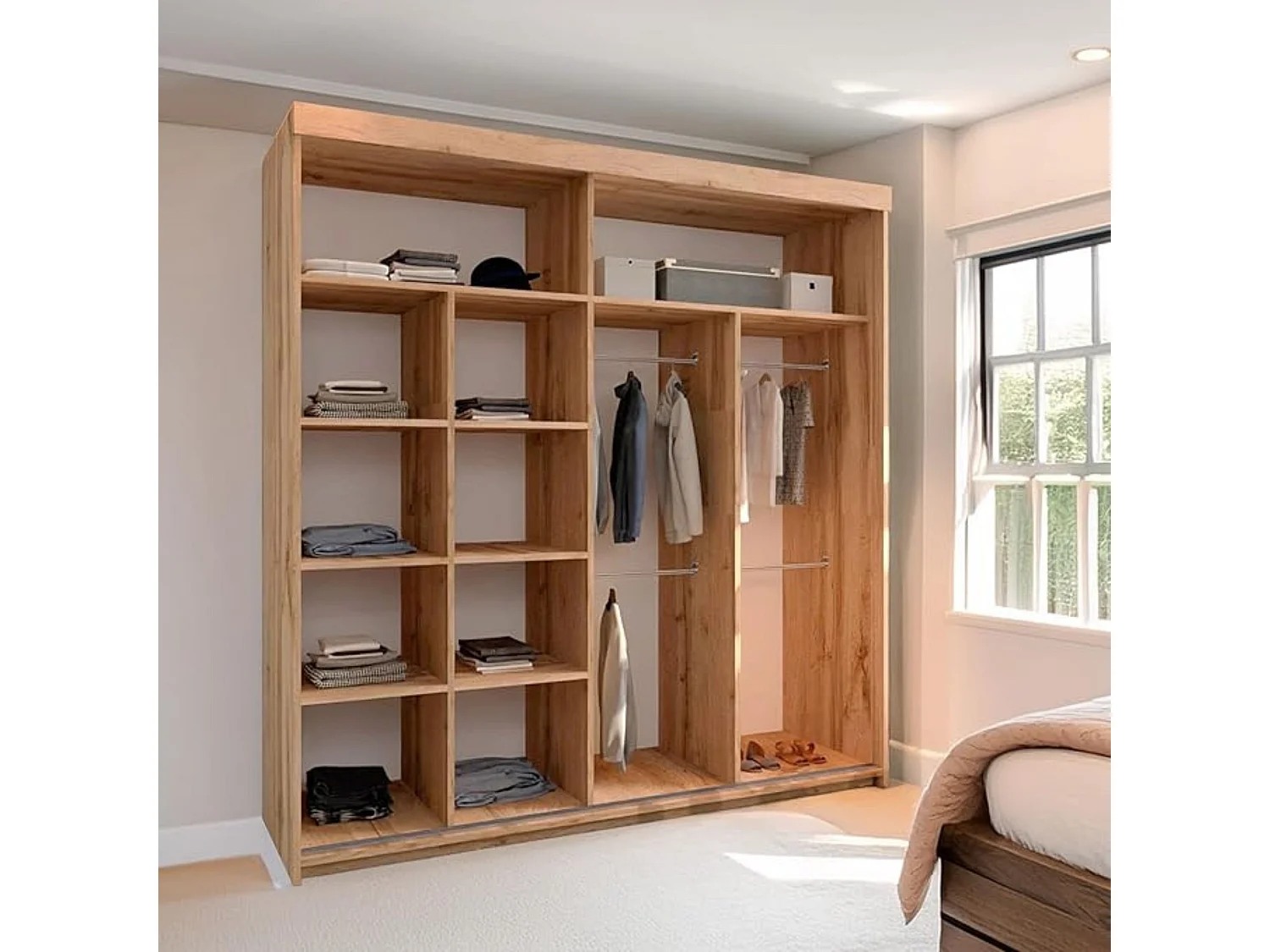 Sliding Door Wardrobe, oak, 203cm, Oakden