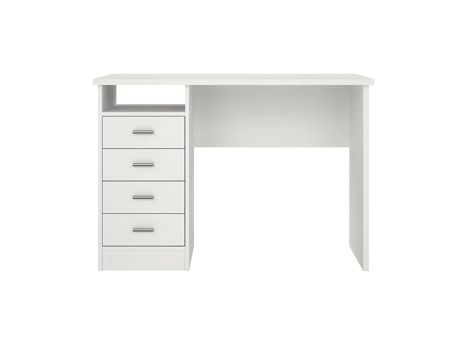 Bureau Appollo, 3 lades, 110x49x76h cm wit, blad van gemelamineerd hout, kleur blad wit
