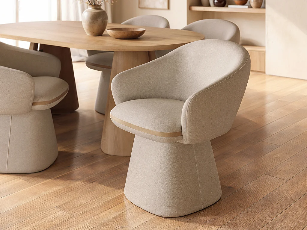 SOLACE+CO Sylvia Set of 2 Curved Back Dining Chairs Beige