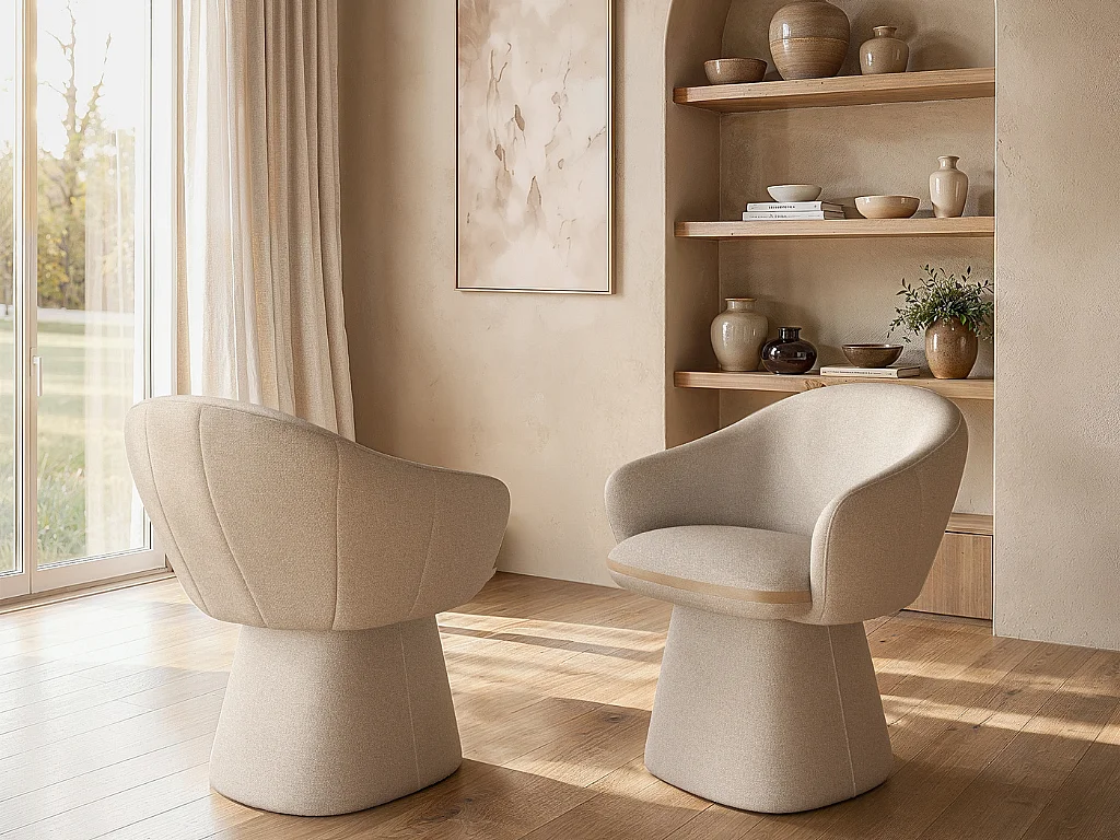 SOLACE+CO Sylvia Curved Back Upholstered Dining Chair Beige