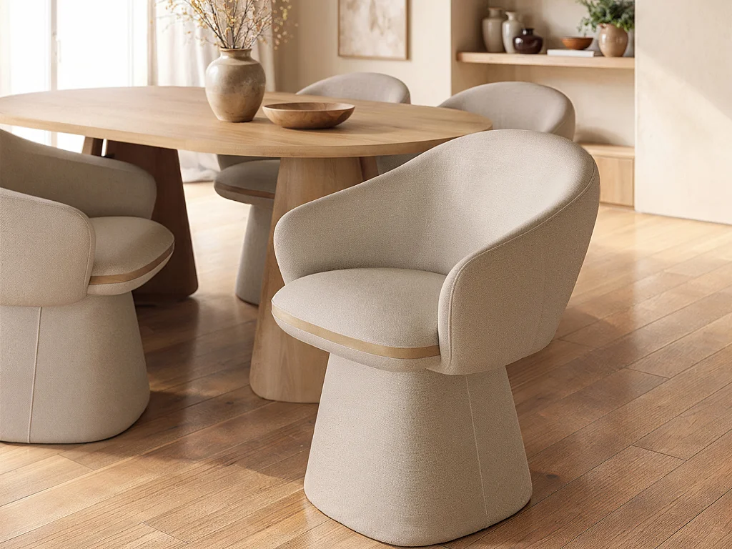 SOLACE+CO Sylvia Curved Back Upholstered Dining Chair Beige