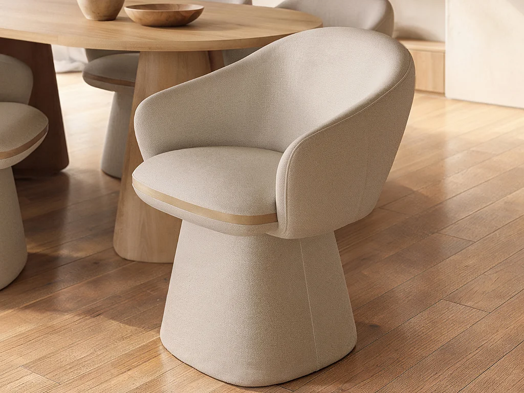 SOLACE+CO Sylvia Curved Back Upholstered Dining Chair Beige