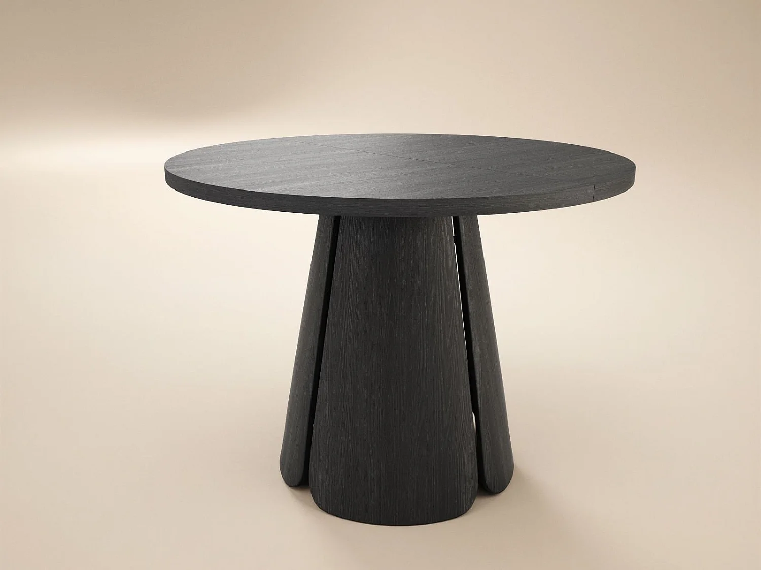 SOLACE+CO Ebony Black Extendable Dining Table with 4 Elise Chairs Beige
