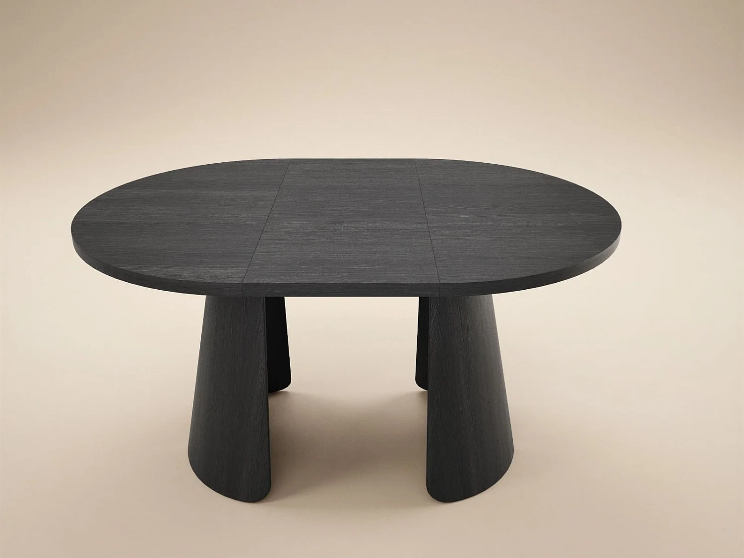 SOLACE+CO Ebony Black Extendable Dining Table with 4 Elise Chairs Beige