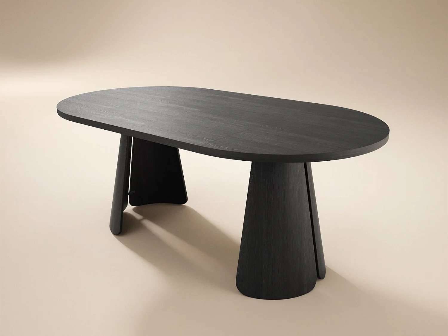 SOLACE+CO Ebony Black Extendable Dining Table with 4 Elise Chairs Beige