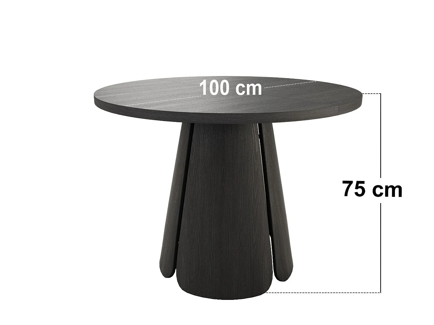SOLACE+CO Ebony Black Extendable Dining Table with 4 Elise Chairs Beige
