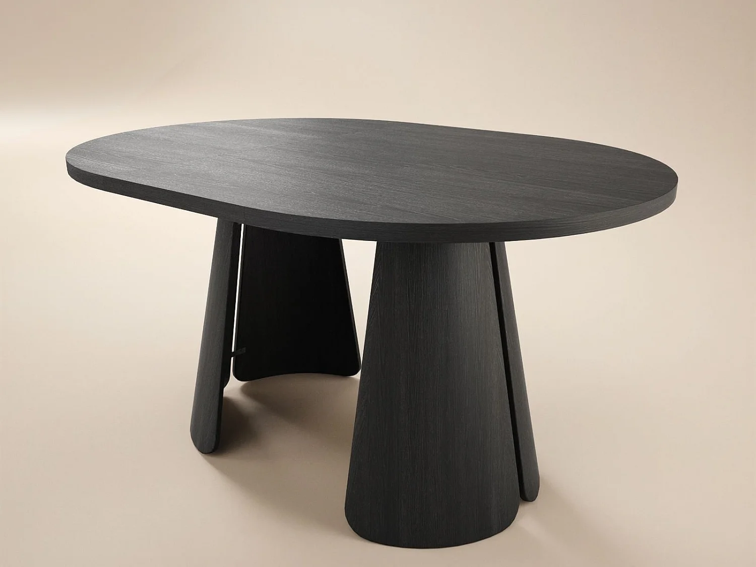 SOLACE+CO Ebony Black Extendable Dining Table with 4 Elise Chairs Light Brown