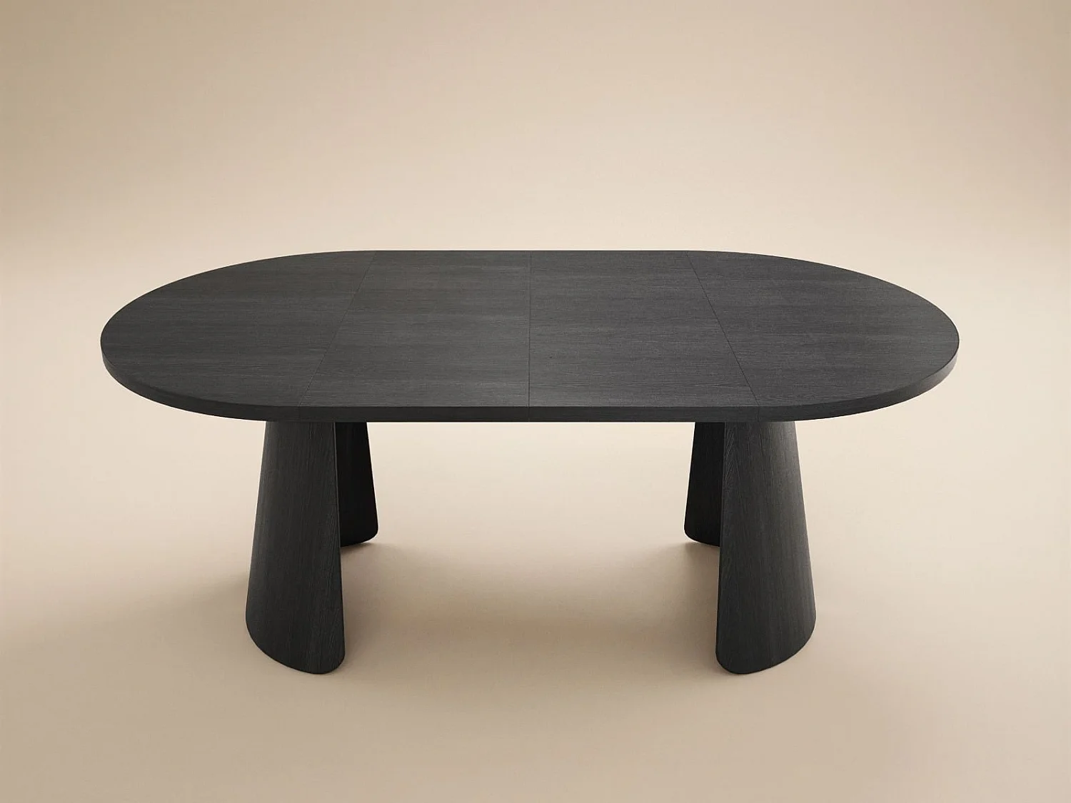 SOLACE+CO Ebony Black Extendable Dining Table with 4 Elise Chairs Light Brown