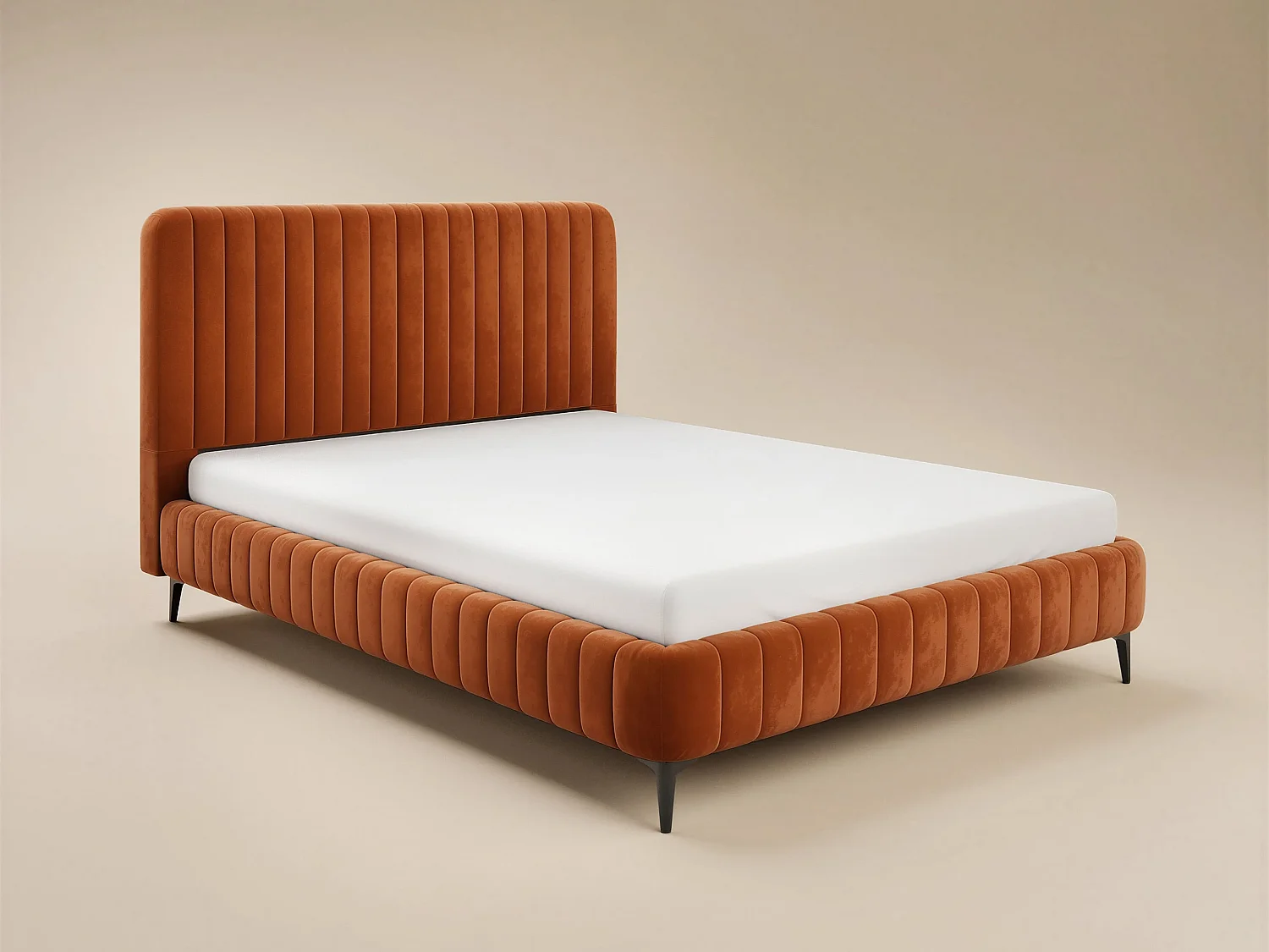 SOLACE+CO Adelaide Upholstered Bed Frame Burnt Orange Double
