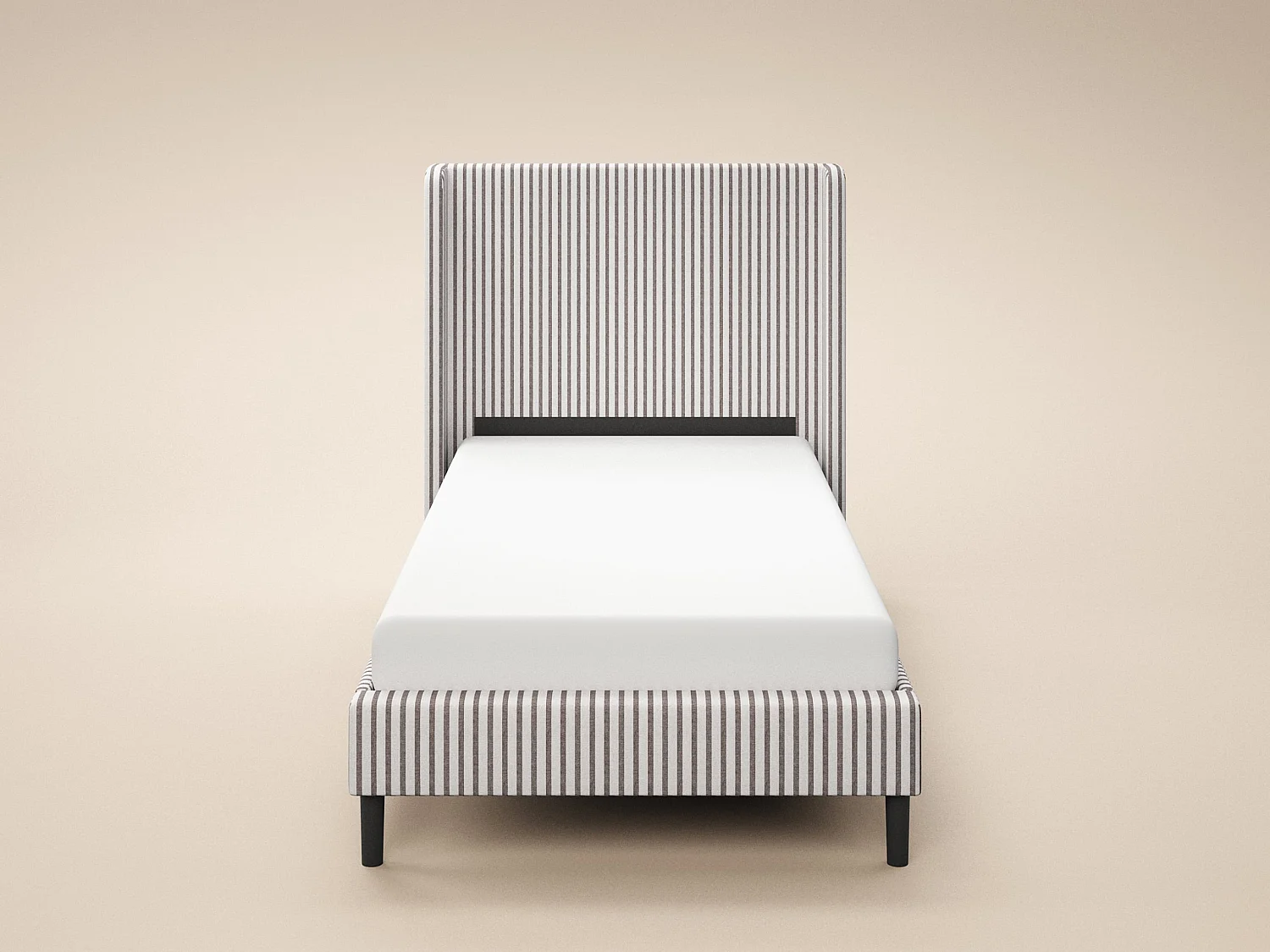SOLACE+CO Jovanna Striped Bed with Winged Headboard Woven Fabric Brown Single