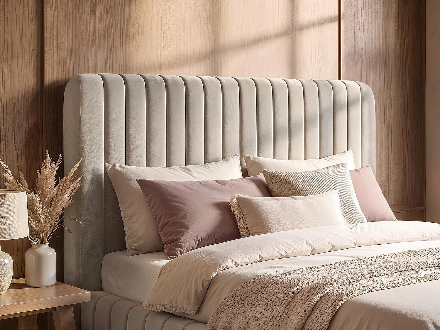 SOLACE+CO Adelaide Upholstered Bed Frame Beige Kingsize