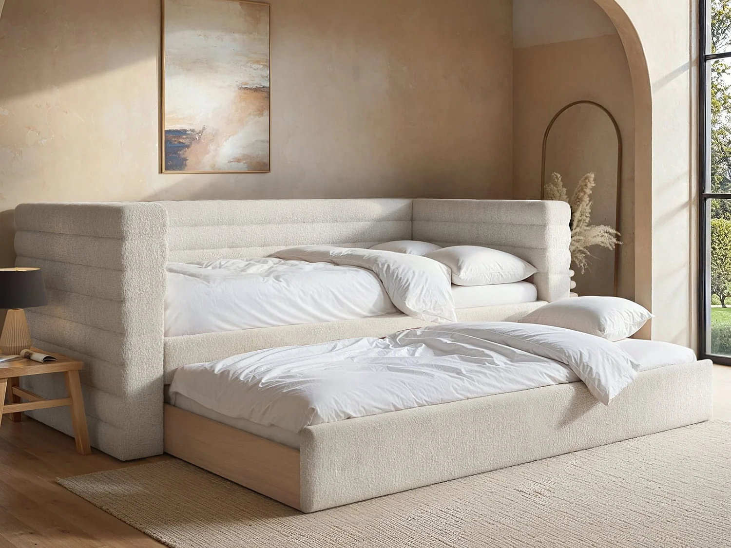 Flair Yuma Guest Bed Cream Boucle