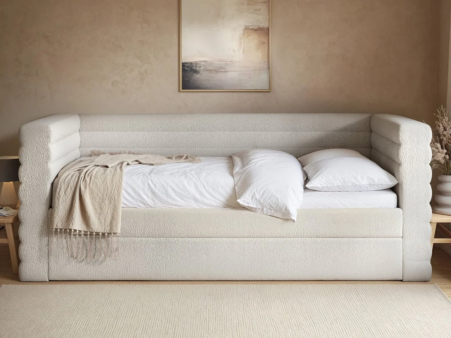 Flair Yuma Guest Bed Cream Boucle