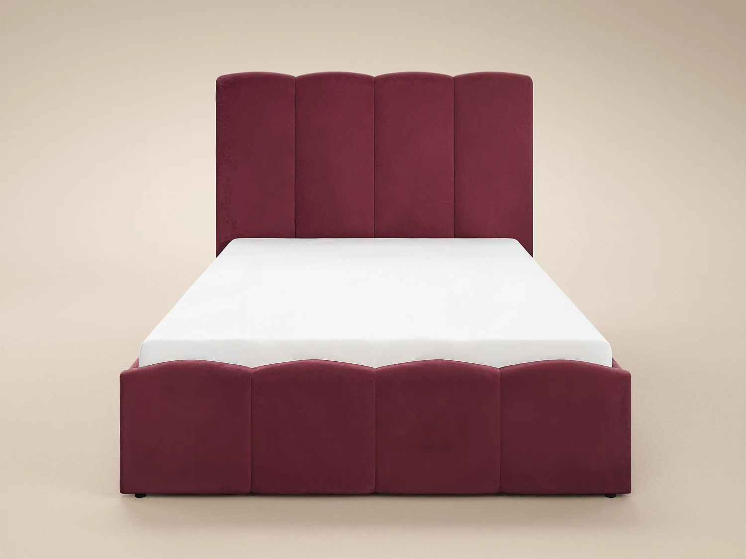 SOLACE+CO Enrica Upholstered Bed Frame with Padded Statement Headboard Burgundy Kingsize