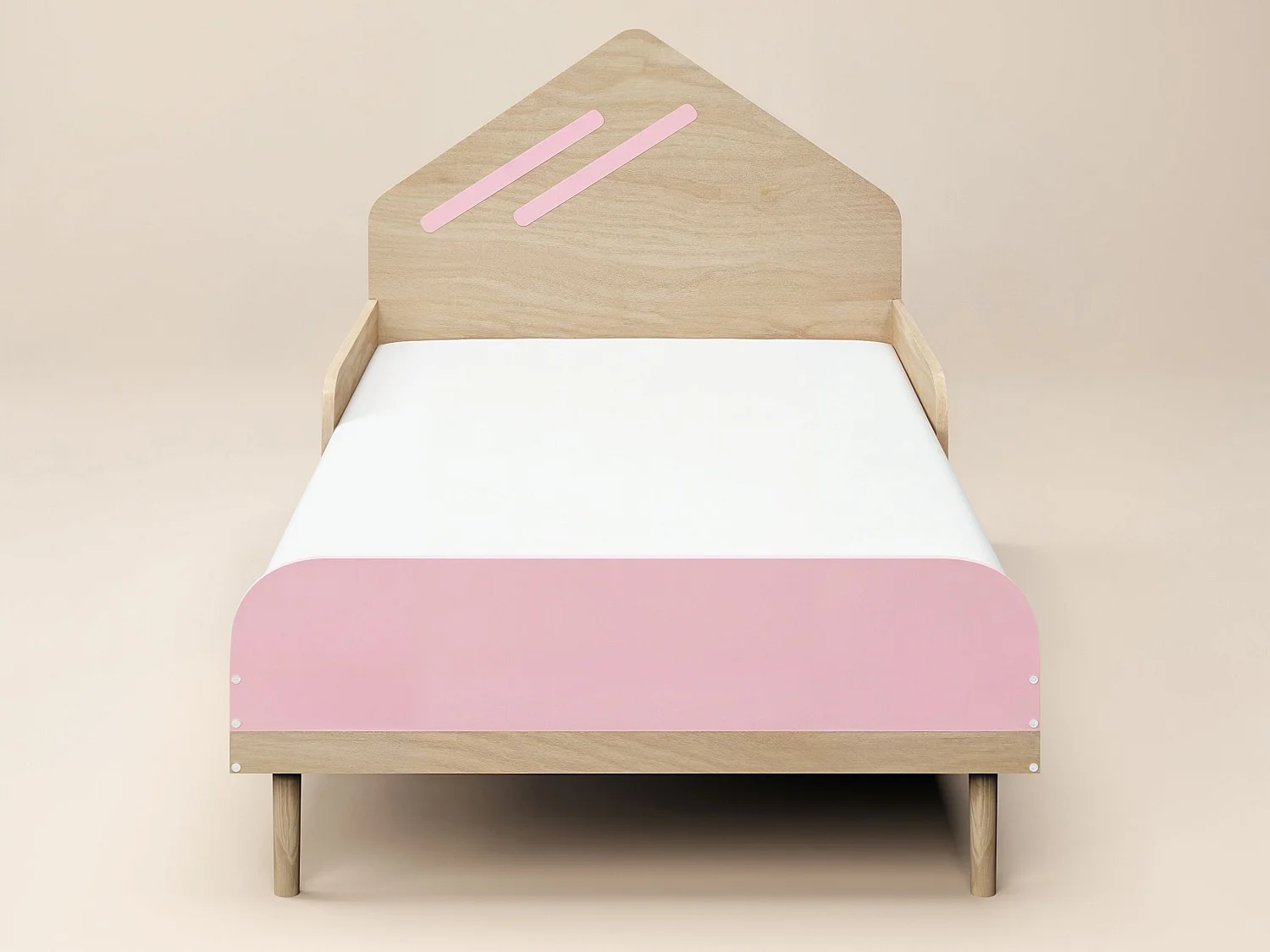 Flair Noah Single Bed-Oak & Pink