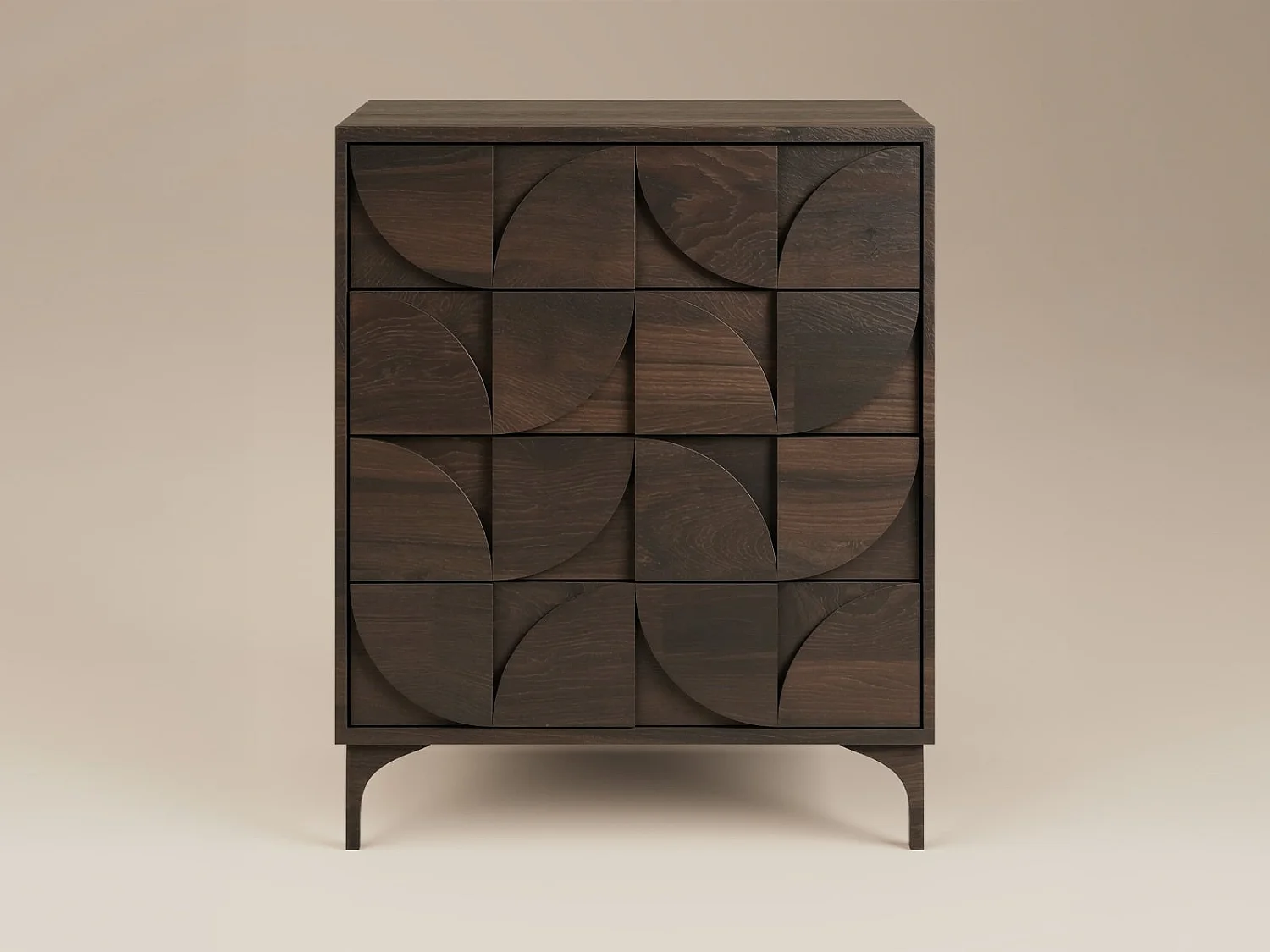 SOLACE+CO Leon Geometric Chest of Drawers Walnut