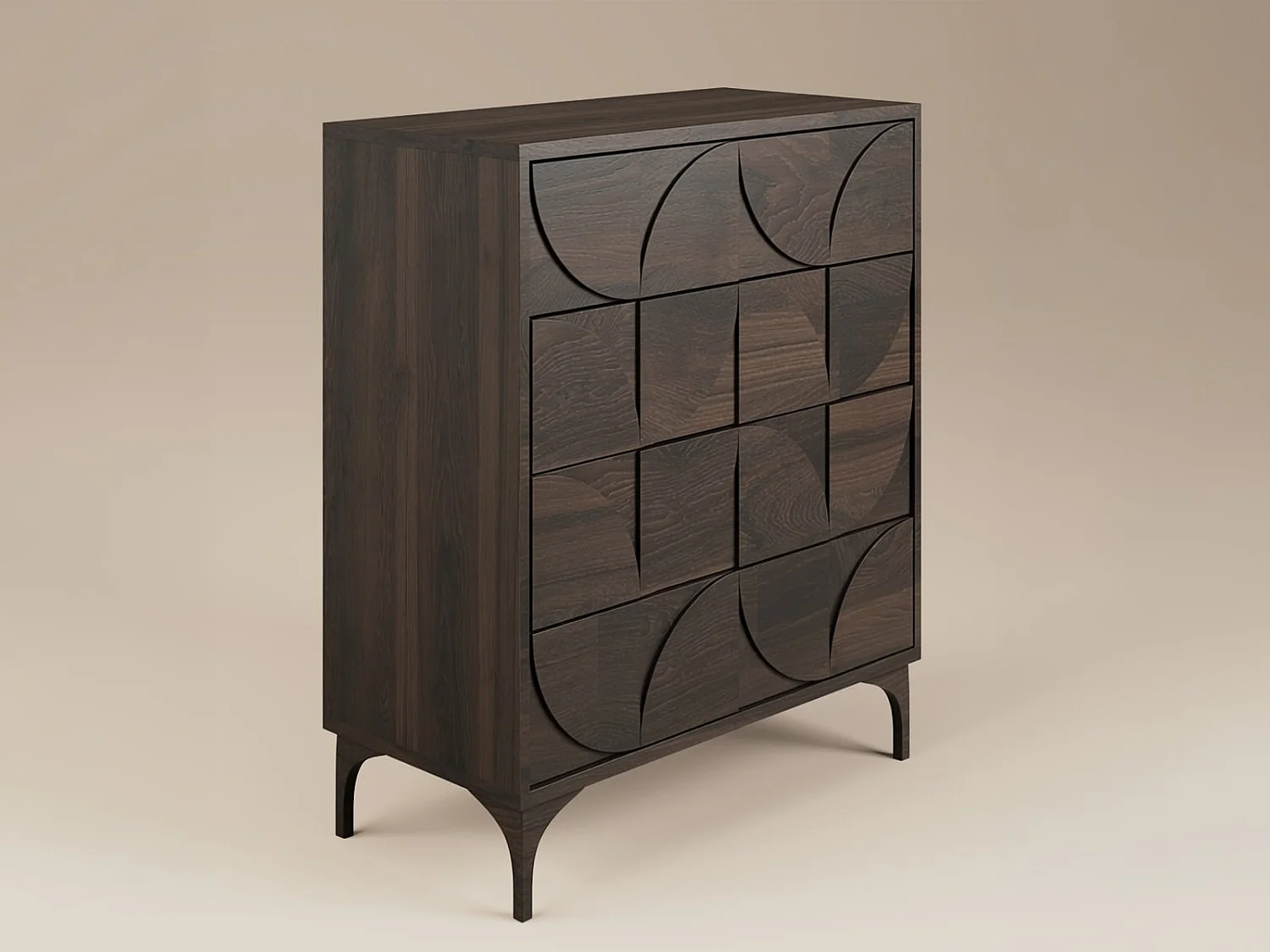 SOLACE+CO Leon Geometric Chest of Drawers Walnut