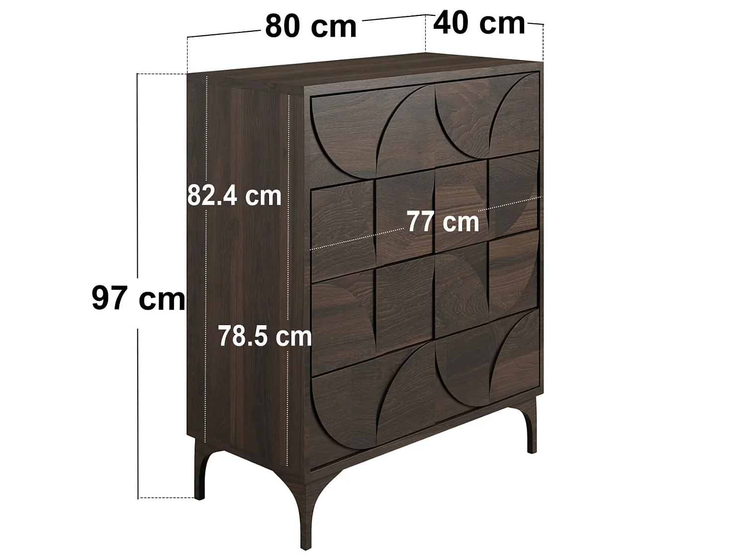 SOLACE+CO Leon Geometric Chest of Drawers Walnut