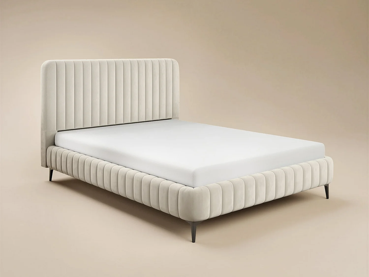 SOLACE+CO Adelaide Upholstered Bed Frame Beige Double