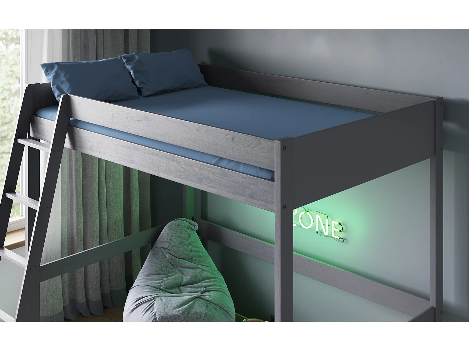 Noomi Tera Solid Wood Small Double High Sleeper Grey (FSC-Certified)