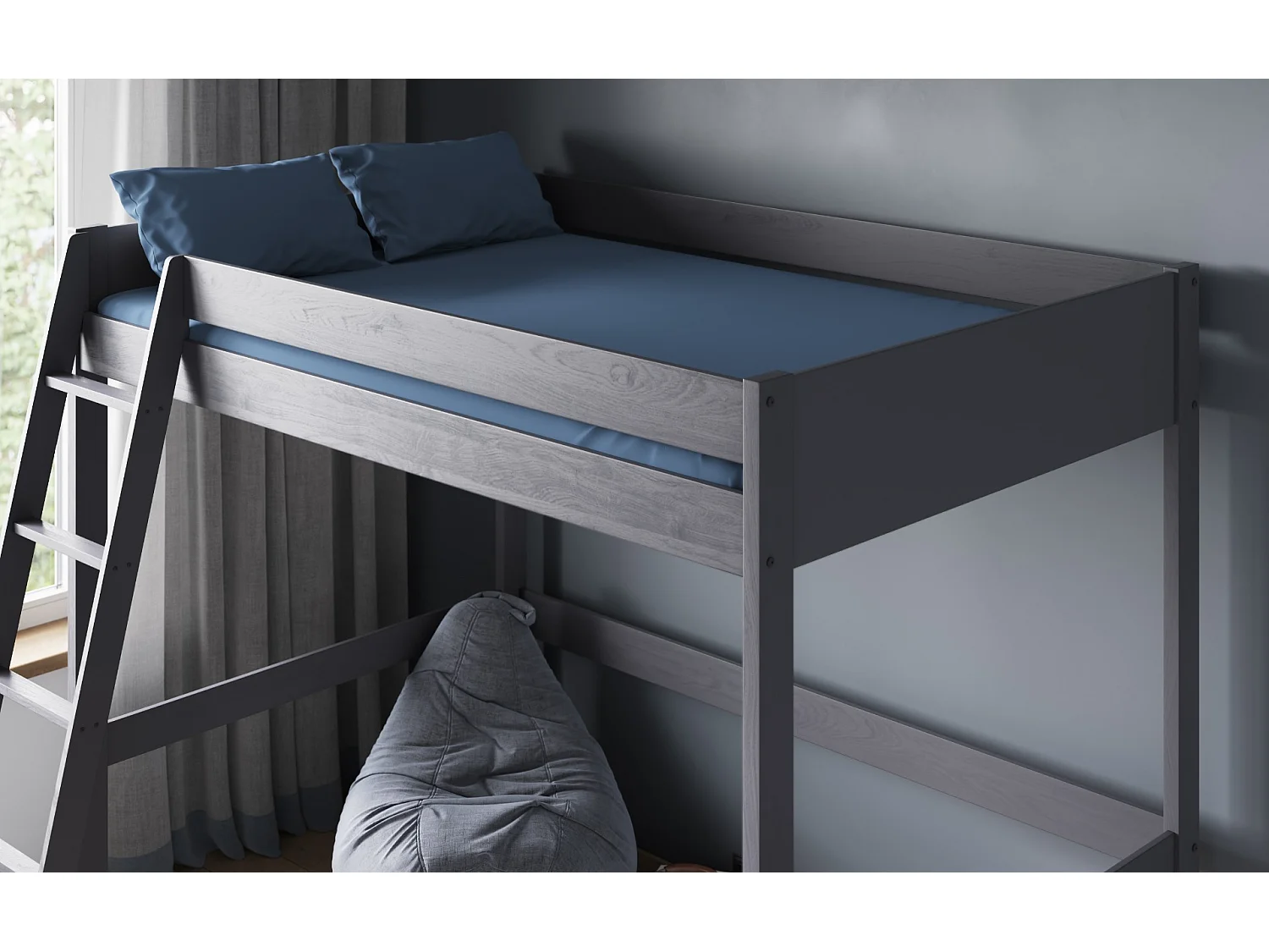 Noomi Tera Solid Wood Small Double High Sleeper Grey (FSC-Certified)