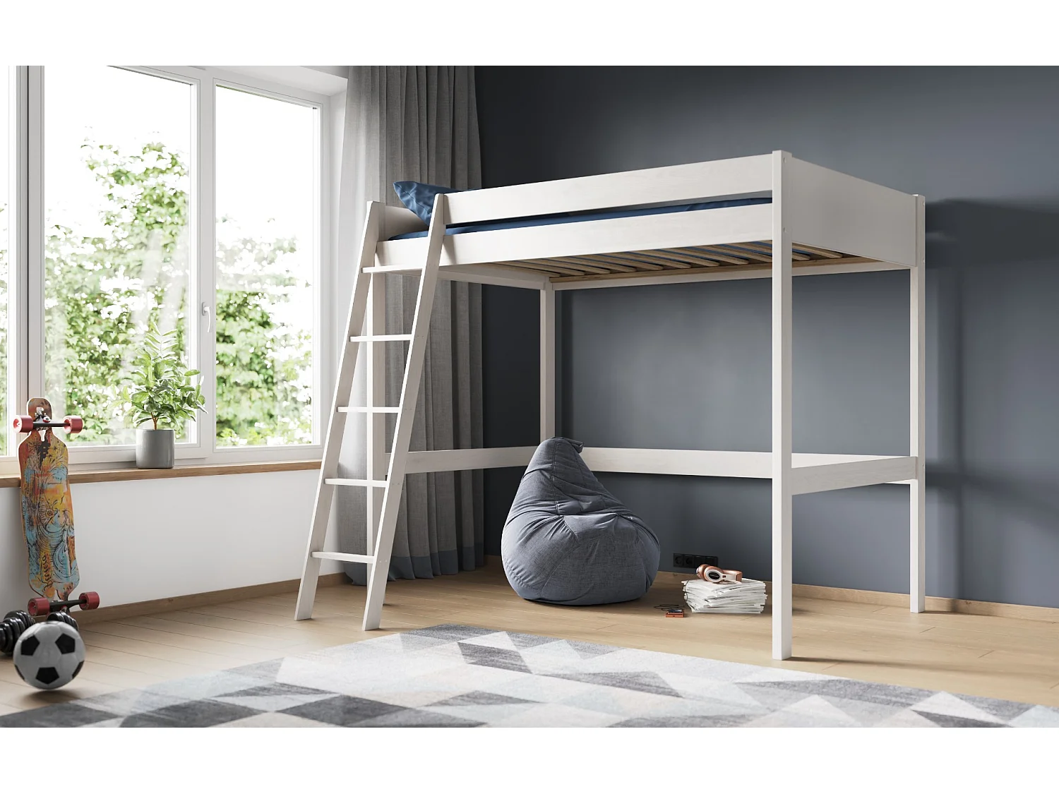 Noomi Tera Solid Wood Small Double High Sleeper White (FSC-Certified)
