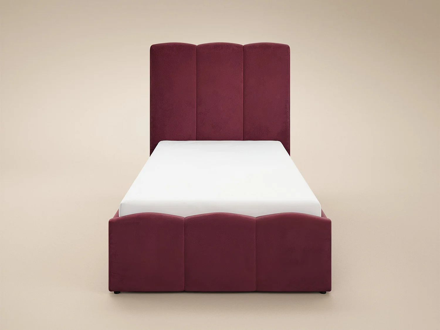 SOLACE+CO Enrica Upholstered Bed Frame with Padded Statement Headboard Burgundy Double