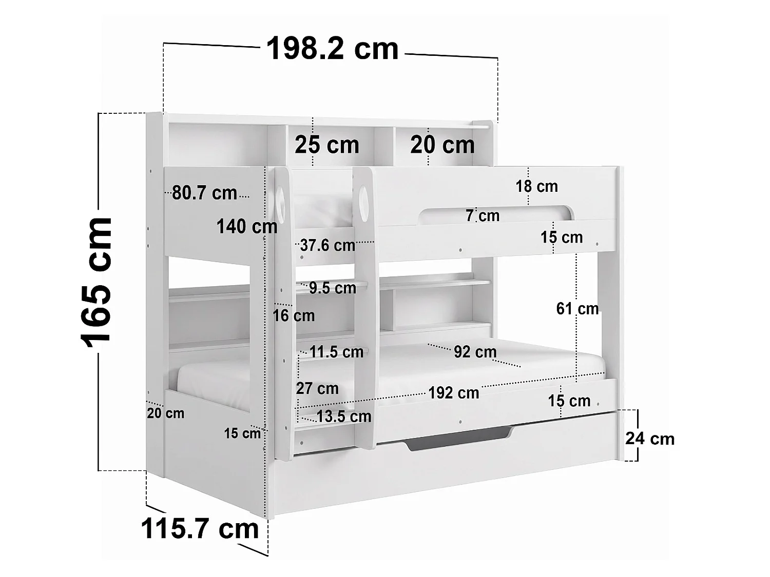 Flair Interstellar Bunk Bed with Storage White