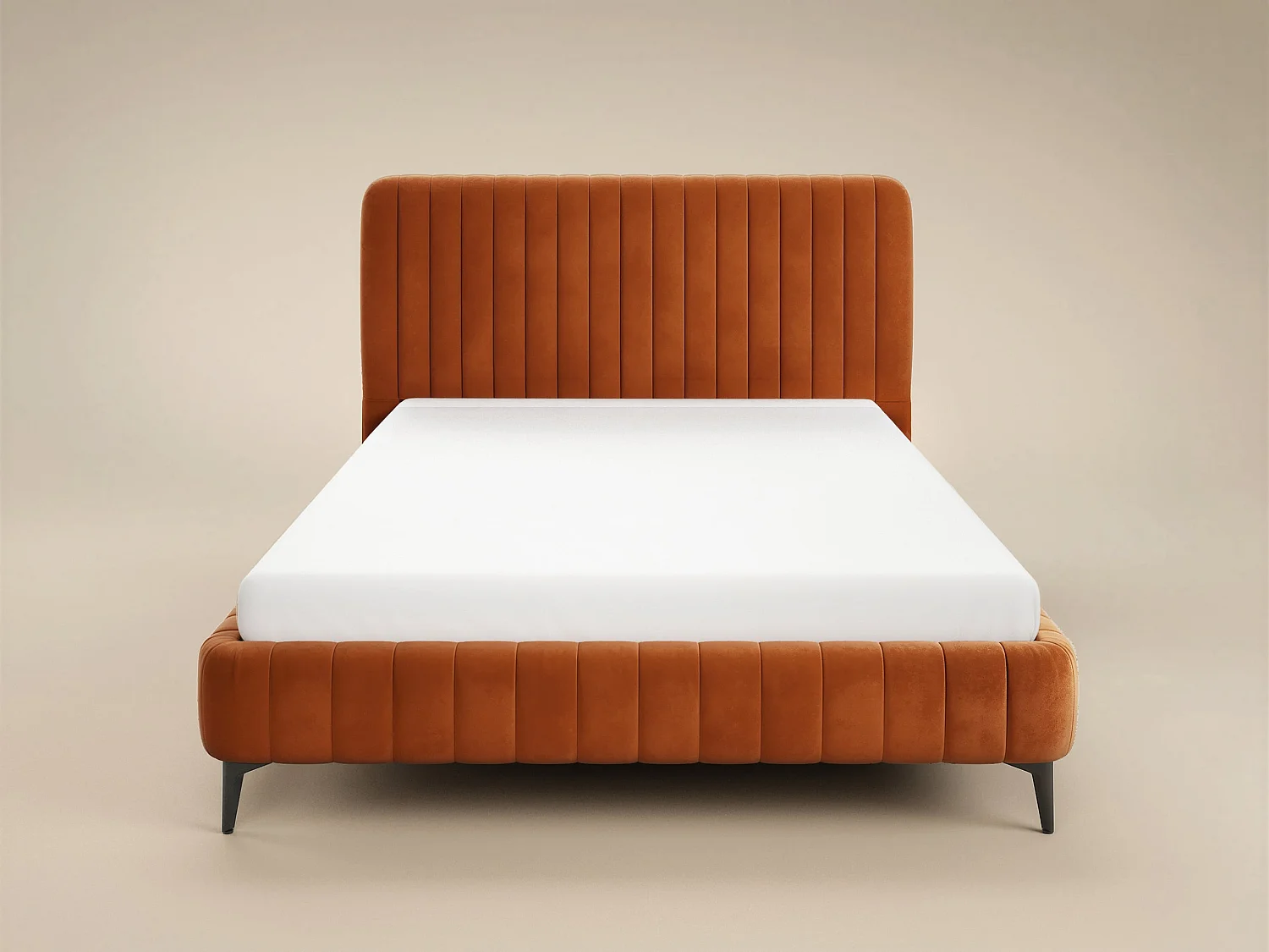 SOLACE+CO Adelaide Upholstered Bed Frame Burnt Orange Kingsize
