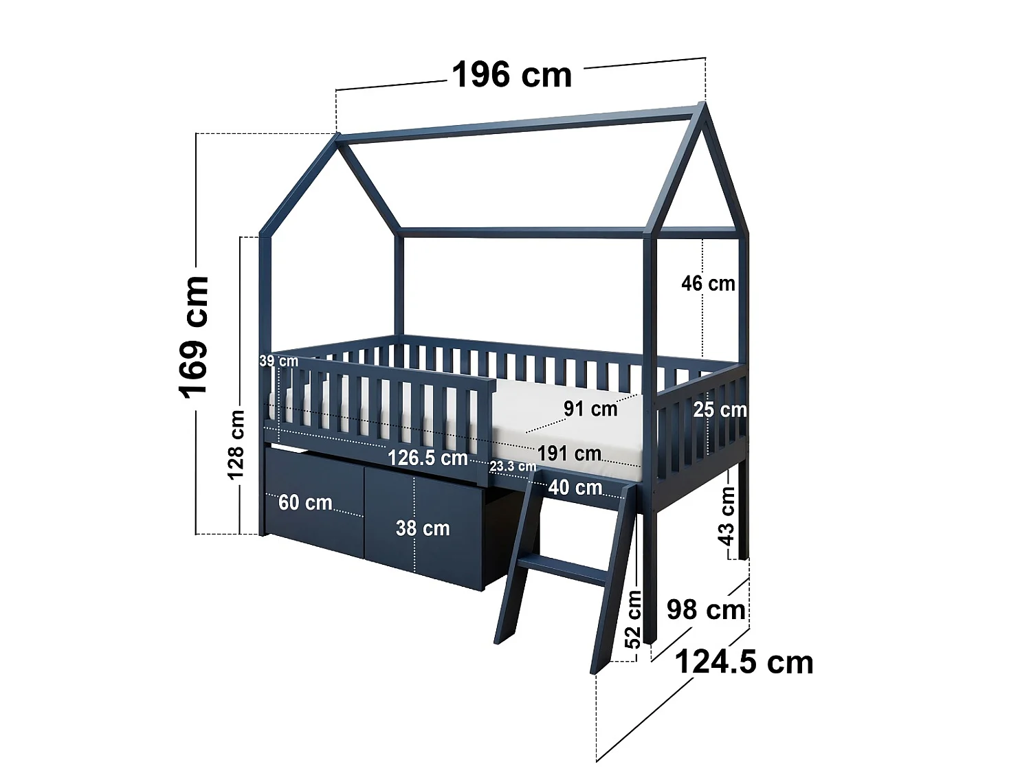 Flair Explorer Single Mid Sleeper Bed with Toy Box Navy