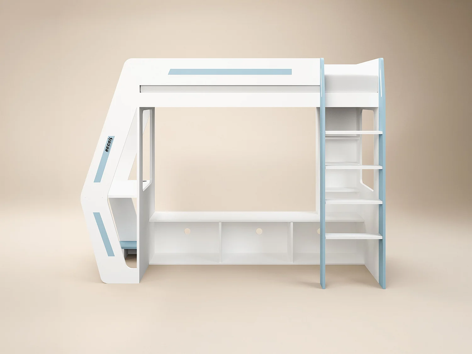 Recoil Alister Gaming High Sleeper with Desk & TV Stand White & Blue