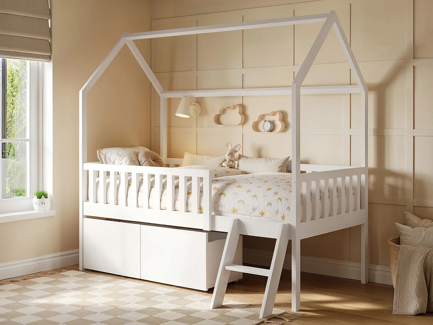 Flair Explorer Single Mid Sleeper Bed with Toy Box White