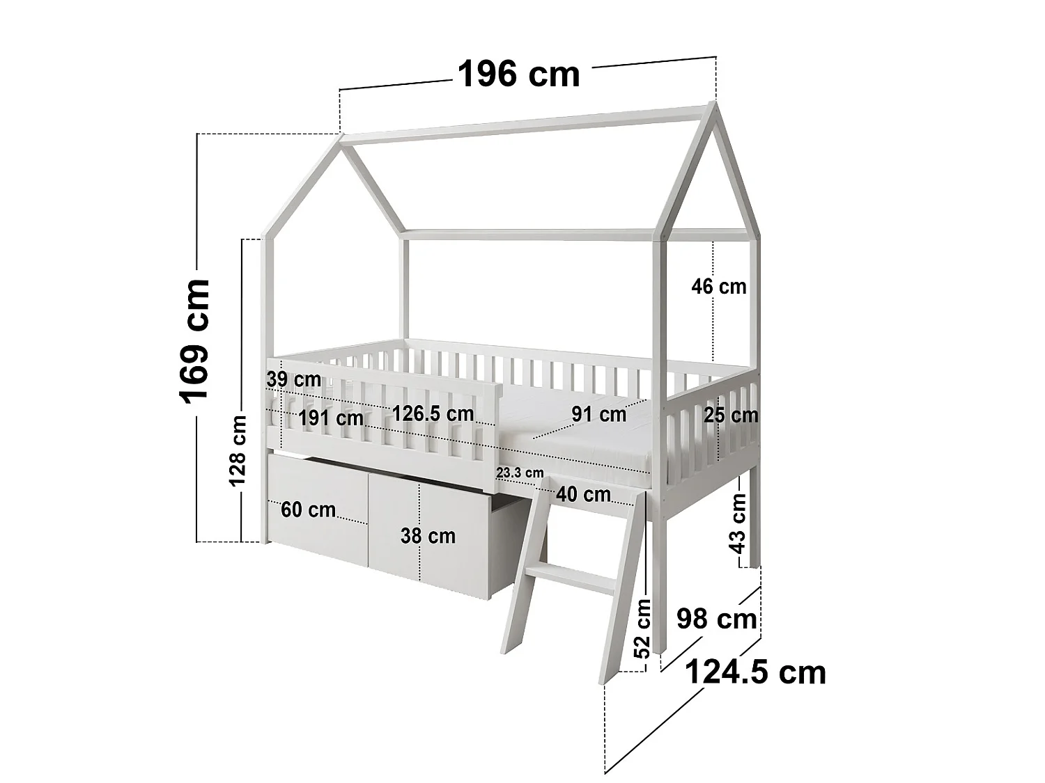 Flair Explorer Single Mid Sleeper Bed with Toy Box White