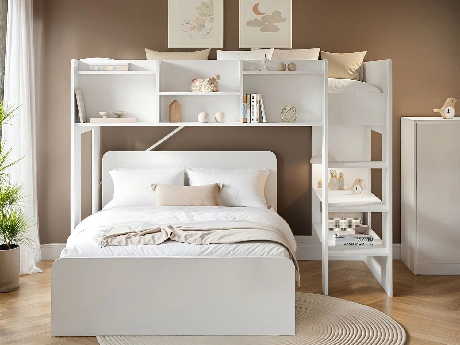 Flair Wizard L Shaped Triple Bunk Bed White