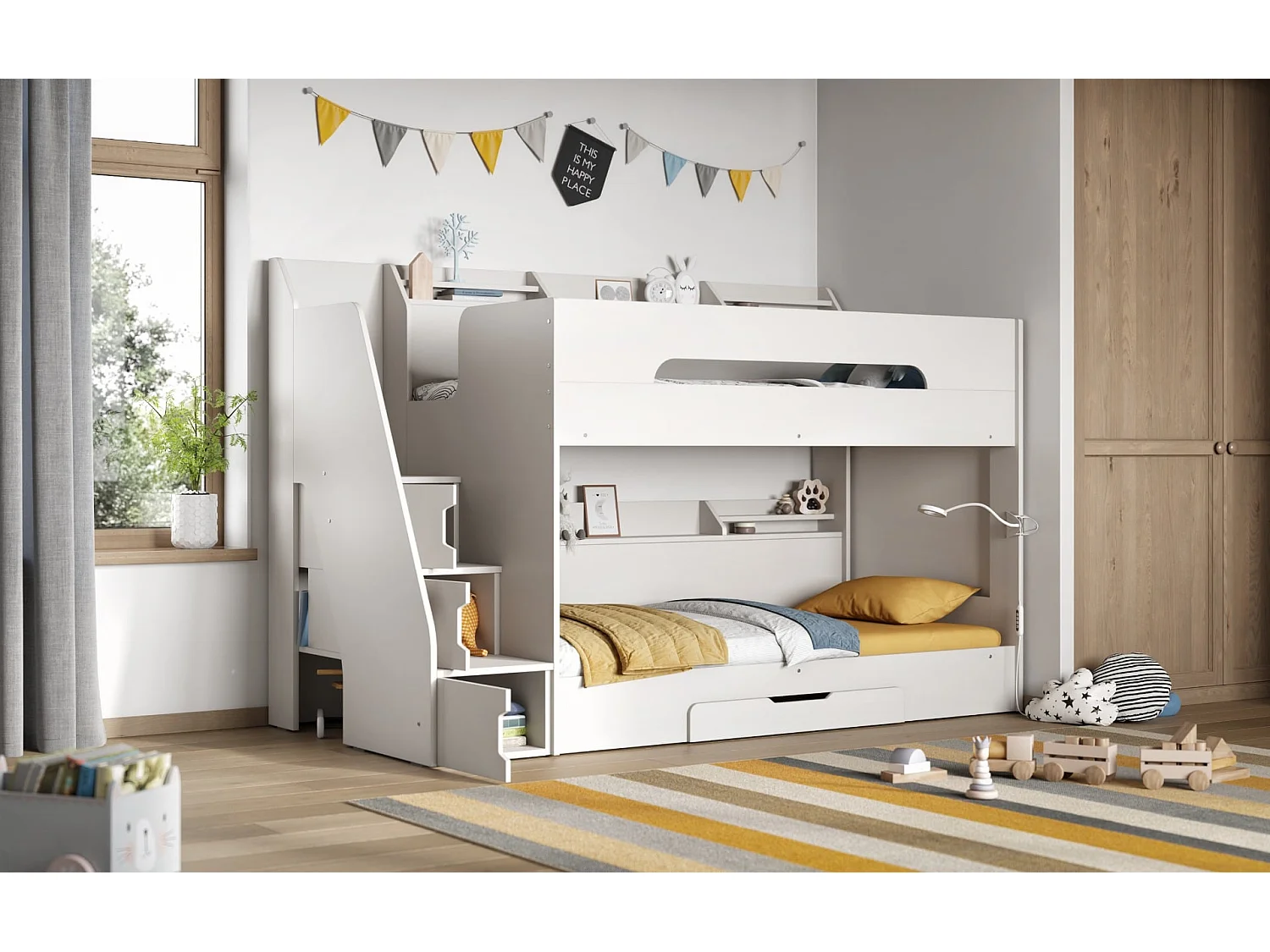 Flair Slick Staircase Bunk Bed White