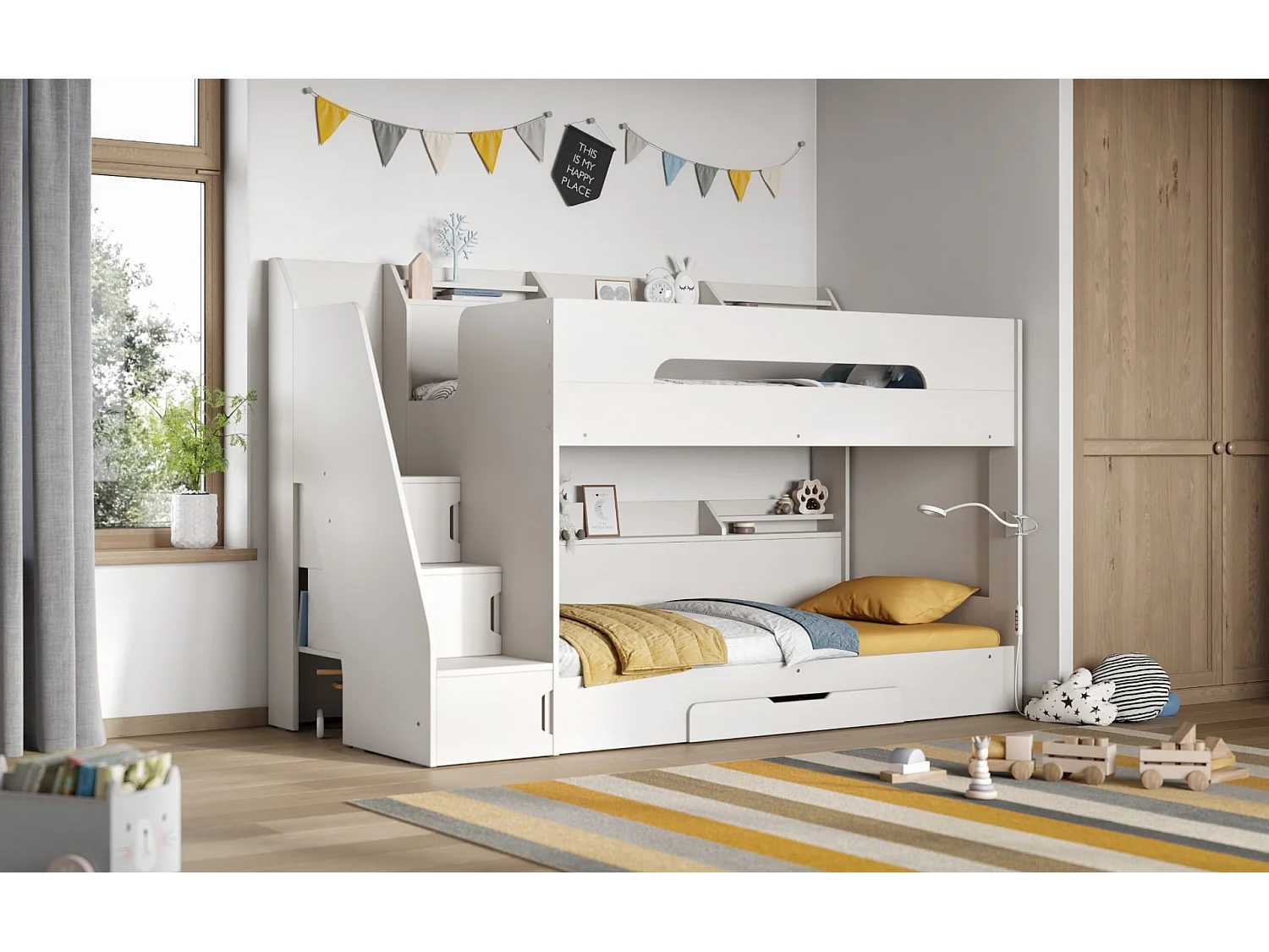 Flair Slick Staircase Bunk Bed White
