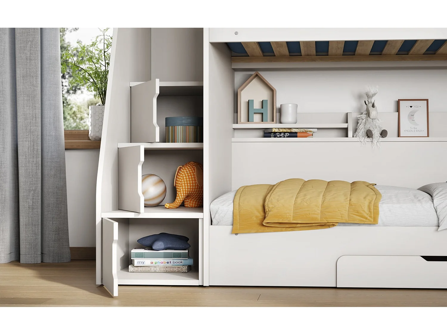 Flair Slick Staircase Bunk Bed White