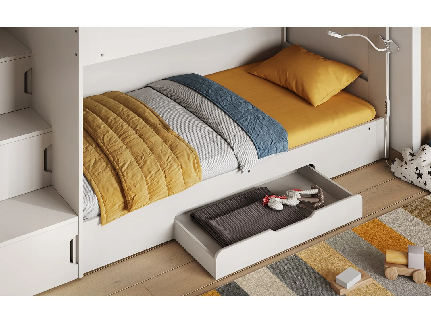 Flair Slick Staircase Bunk Bed White