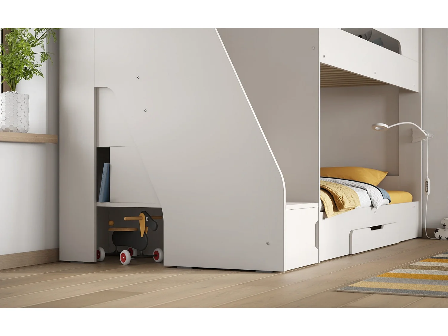 Flair Slick Staircase Bunk Bed White