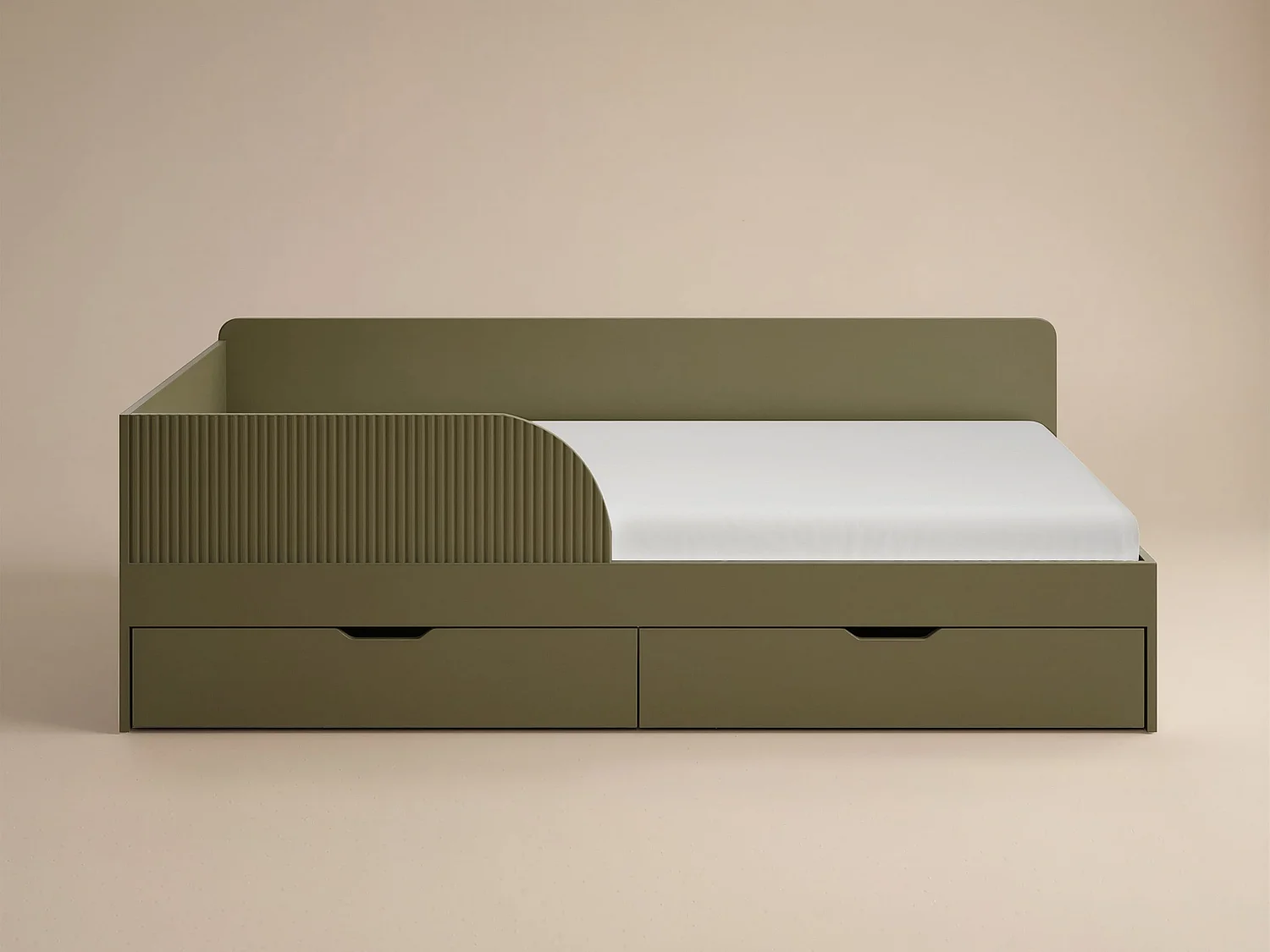Flair Aris Single Montessori Bed with Storage Drawers Olive Green