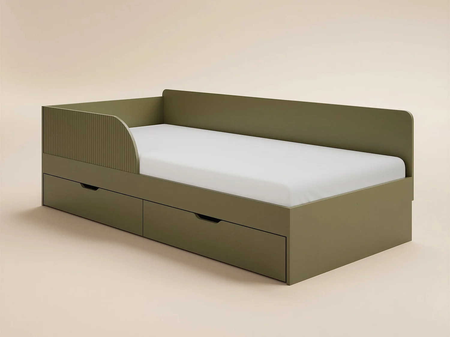 Flair Aris Single Montessori Bed with Storage Drawers Olive Green