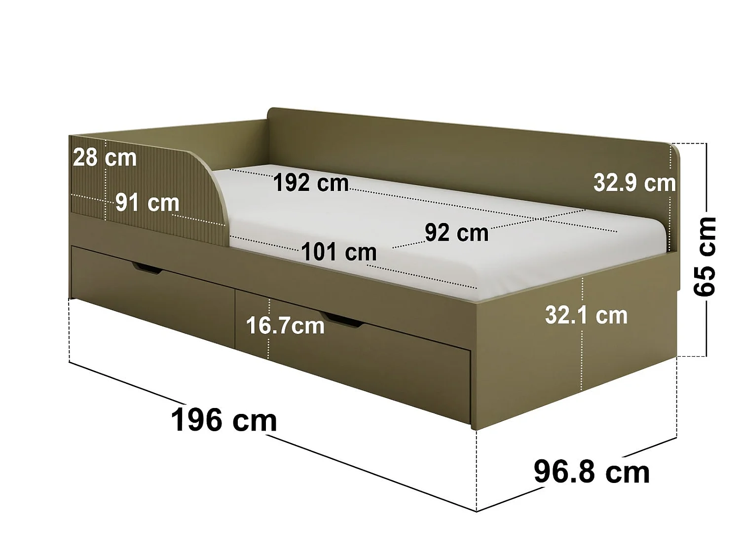Flair Aris Single Montessori Bed with Storage Drawers Olive Green