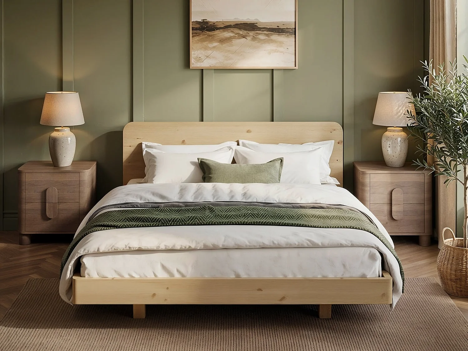 Noomi Demi Wooden Bed Frame with Headboard Storage Oak Double
