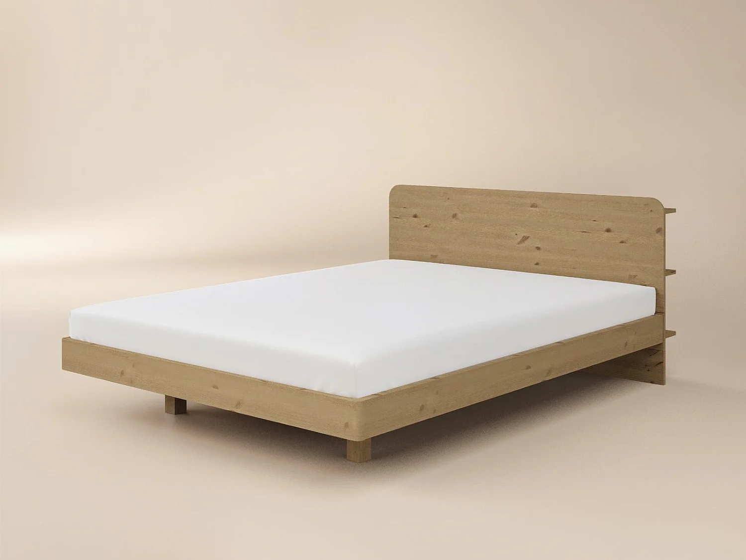 Noomi Demi Wooden Bed Frame with Headboard Storage Oak Double