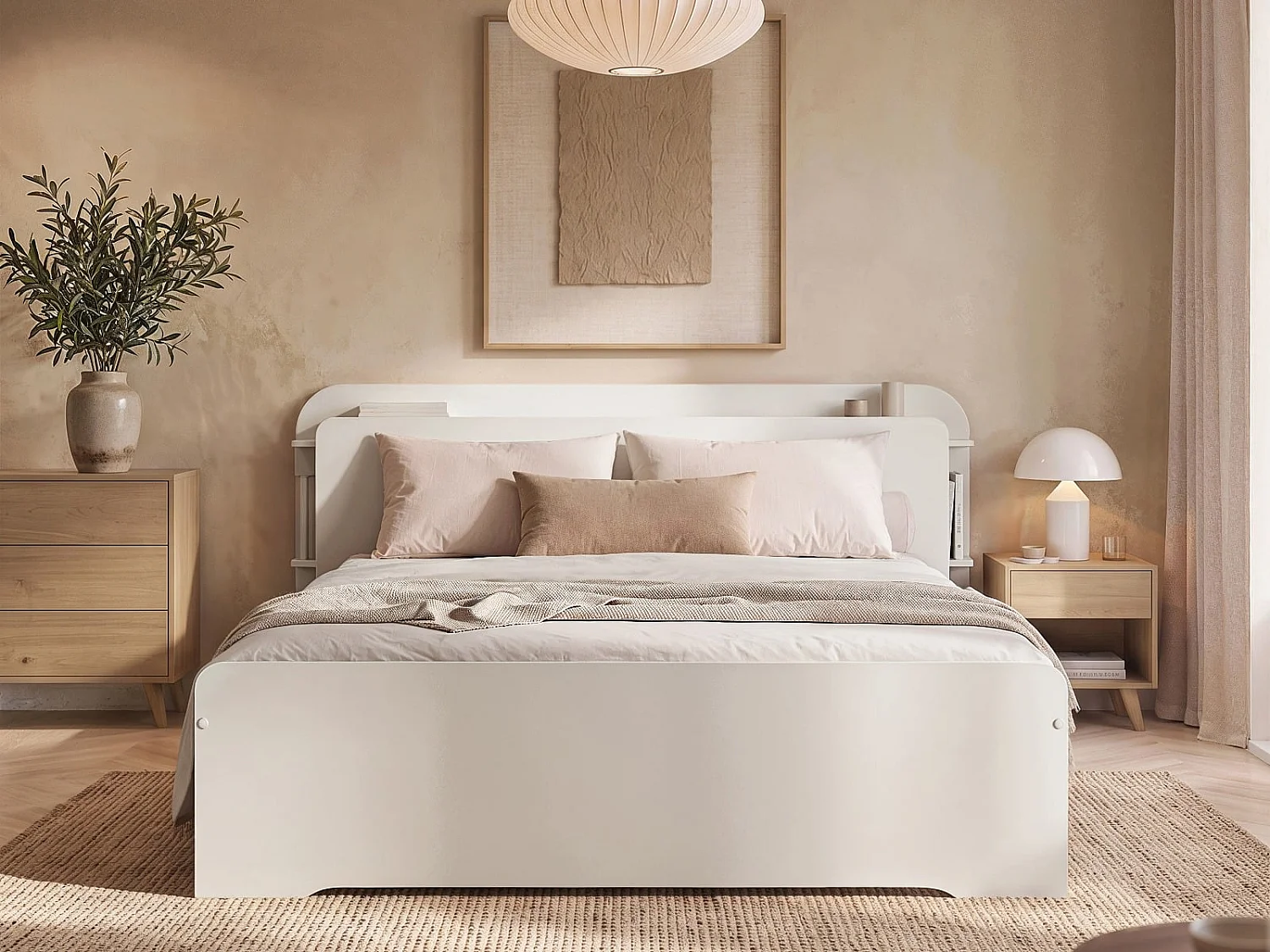 Noomi Evie Storage Bed with Headboard White Kingsize