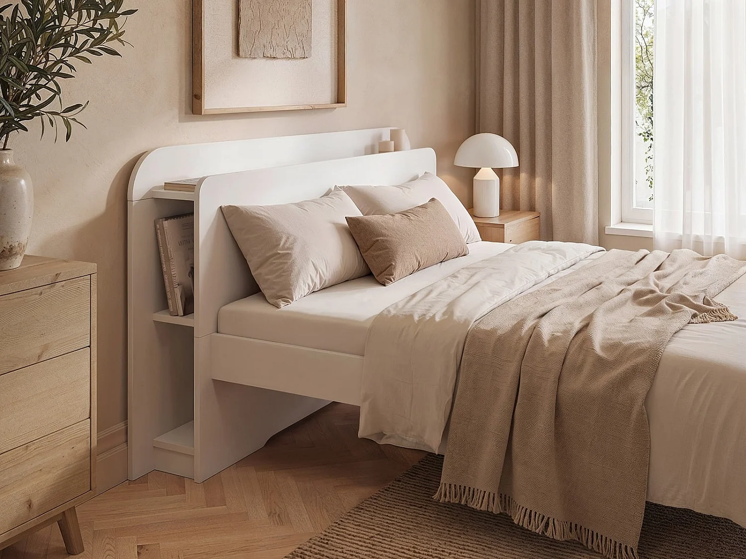 Noomi Evie Storage Bed with Headboard White Kingsize